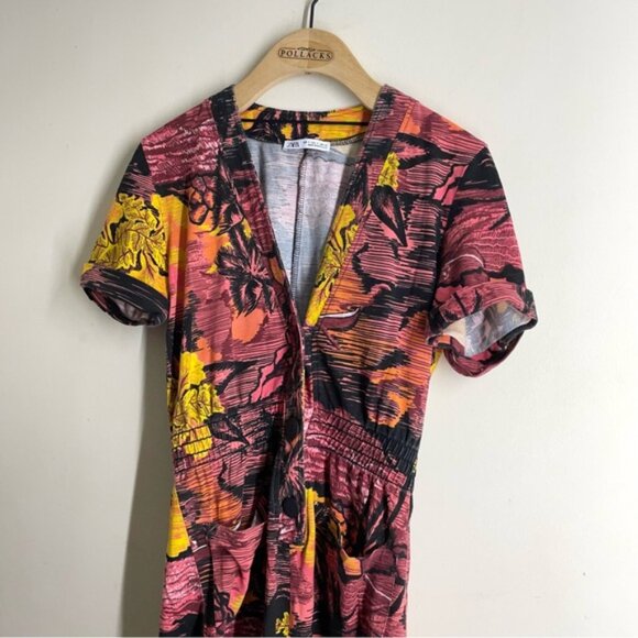 Zara Hawaiian Sunset Printed Jumpsuit Romper size S - Picture 10 of 11